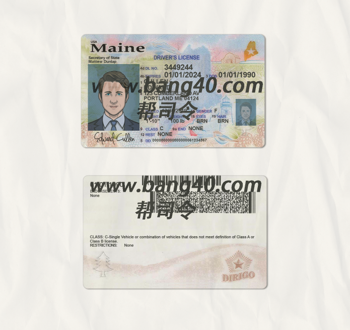 缅因州驾驶执照 Psd 模板 V2