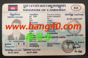 PSD 格式的柬埔寨驾驶执照模板，完全可编辑Cambodian driver's license template in PSD format, fully editable-帮司令
