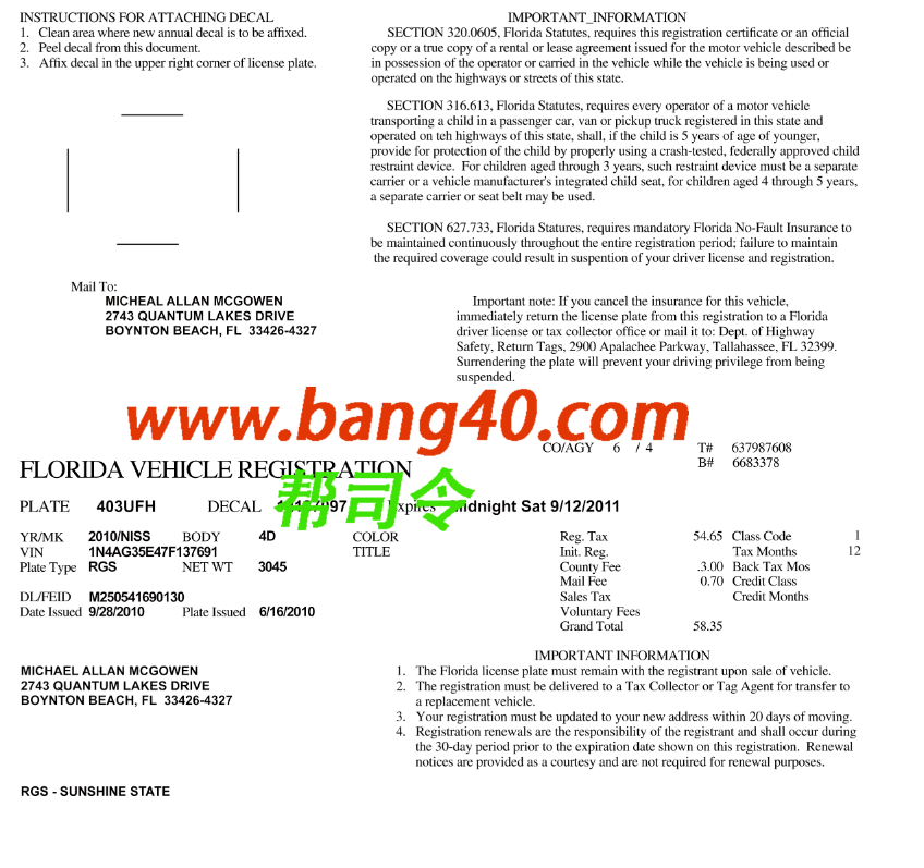 图片[2]-阿肯色州 + 佛罗里达州车辆登记模板 Psd
