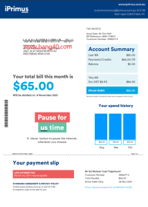 澳大利亚 Iprimus 互联网公用事业账单模板Australia Iprimus Internet Utility Billing Template-帮司令