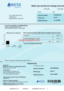 澳大利亚用水和服务费账单模板Australia Water and Service Fee Billing Template-帮司令