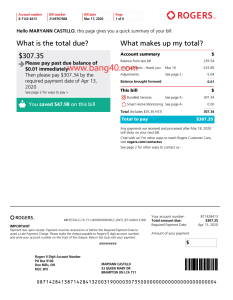 加拿大罗杰斯公用事业账单模板Canadian Rogers Utility Billing Template-帮司令