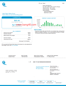 佛罗里达州 FPL 能源公用事业账单模板（PDF和WORD两个版本）Florida FPL Energy Utility Billing Template (PDF and WORD versions)-帮司令