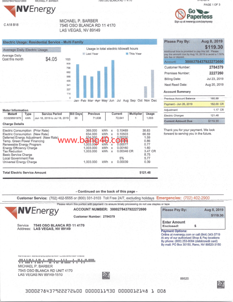 内华达州 NV 能源法案模板PDF
