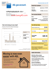 澳大利亚AGL燃气公用事业账单PDF模板PDF template for AGL gas utility bills in Australia-帮司令