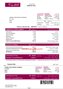 卡塔尔电力电话帐单模板PDF(共计6页)Qatar Power Phone Bill Template PDF (6 pages in total)-帮司令