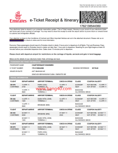 阿联酋航空电子机票收据和行程PDF模板（共计3页）Emirates Electronic Ticket Receipt and itinerary PDF template (3 pages in total)-帮司令