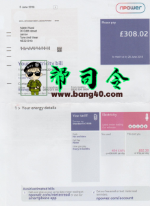 英国 N-Power 公用事业账单 Psd 模板UK N-Power Utility Bill Psd Template-帮司令