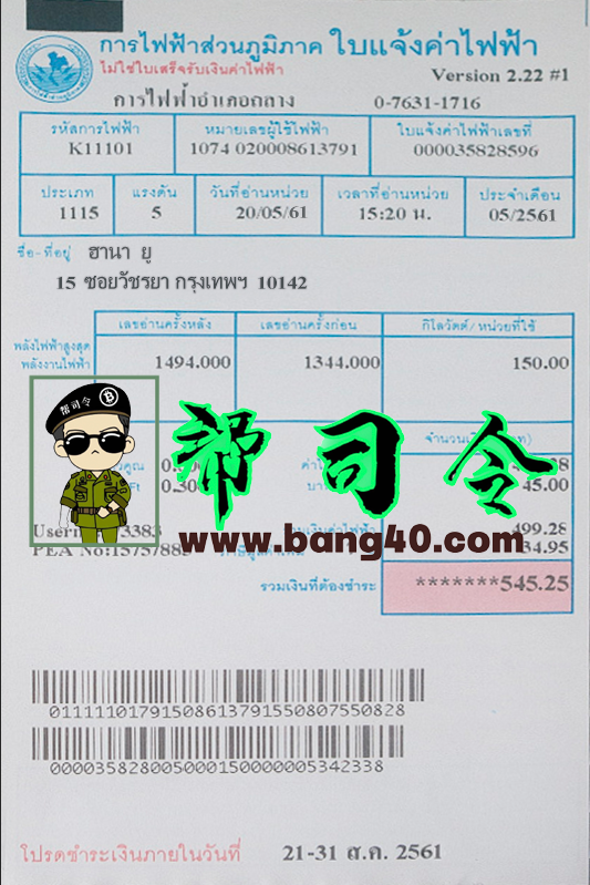 泰国公用事业账单 PSD 模板 V2