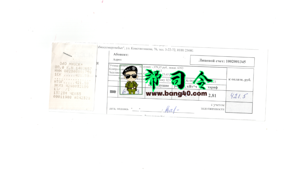 俄罗斯公用事业账单模板 Psd 格式 V3