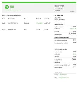 美国绿点银行对账单Green Dot Bank Statement-帮司令