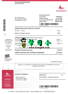 新西兰电费单 Psd 模板New Zealand electricity bill Psd template-帮司令