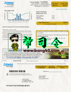 弗吉尼亚州 ATMOS 能源公用事业账单可编辑 PSD 模板Virginia ATMOS Energy Utility Billing Editable PSD Template-帮司令