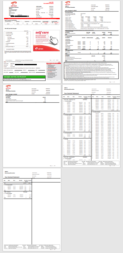 图片[2]-印度 Airtel 号码帐单模板pdf