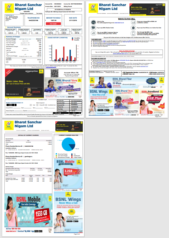 图片[2]-印度 BSNL 电话帐单模板pdf