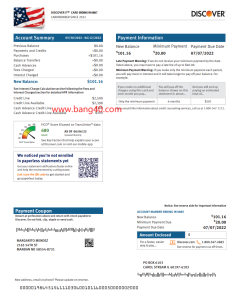 美国 Discover 银行对账单模板pdf(共计4页)American Discover Bank Statement Template pdf (4 pages in total)-帮司令
