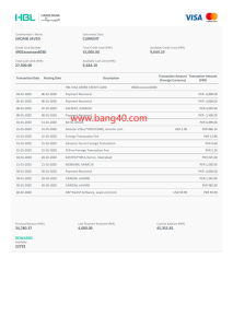 巴基斯坦HBL银行信用卡对账单模板pdf和word格式Pakistan HBL Bank Credit Card Statement Template PDF and Word-帮司令