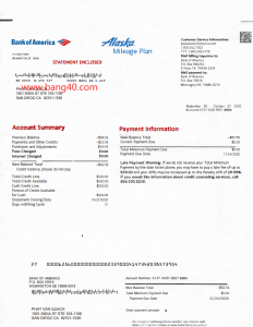 美国银行信用卡对账单模板Bank of America Credit Card Statement Template-帮司令