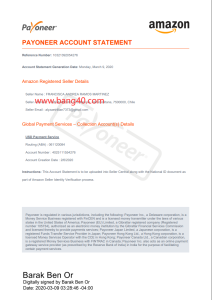 Payoneer 账户对账单模板Payoneer Account Statement Template-帮司令