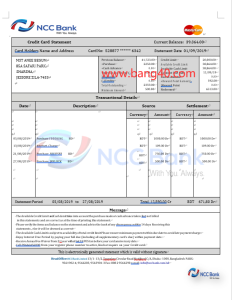 NCC 银行信用卡对账单模板（word 格式）NCC Bank Credit Card Statement Template (Word Format)-帮司令