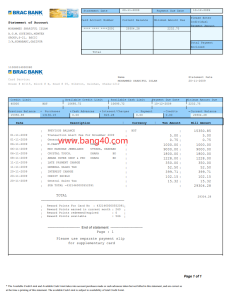 孟加拉国 BRAC 银行对账单PDF和WORD模板Bangladesh BRAC Bank Statement Template-帮司令