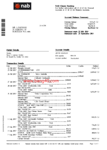 Nab 银行对账单模板：澳大利亚国民银行PDF模板（共计3页）Nab Bank Statement Template: Australian National Bank Template-帮司令