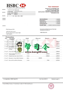 汇丰银行对账单的 PSD 模板HSBC Statement PSD Template-帮司令