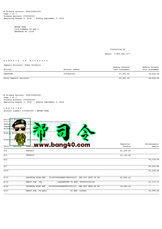 BBVA 银行对账单模板 PSD