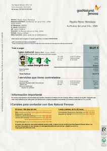 西班牙天然气天然气 Fenosa 法案模板 Psd 文件Spain Gas Natural Fenosa Bill Template Photoshop File-帮司令