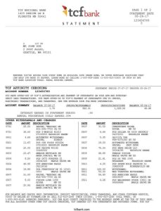 美国TCF 银行对账单TCF Bank Statement-帮司令