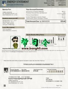 美国加利福尼亚州公用事业账单模板 Psd V4   USA California Utility Bill Template Psd V4-帮司令
