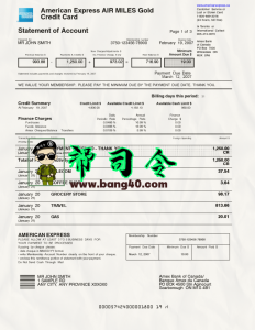 美国运通航空里程金卡信用卡模板American Express AIR MILES Gold Credit Card Template-帮司令