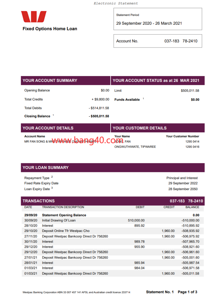 澳大利亚固定选项住房贷款模板Fixed Options Home Loan Template
