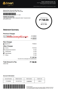 菲律宾智能通信声明PDF模板Philippines Smart Communications Statement Template-帮司令