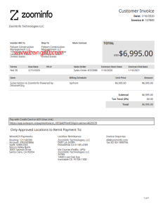 美国佛罗里达州 Zoominfo 公用事业账单PDF模板Florida Zoominfo Utility Bill Template-帮司令
