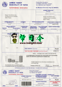 塞浦路斯水电费账单 PSD 模板Cyprus Water Utility Bill Psd Template-帮司令
