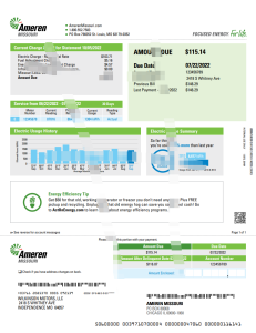 阿梅伦密苏里州公用事业账单模板Ameren Missouri Utility Bill Template-帮司令