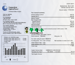 康涅狄格州公用事业账单 Psd 模板Connecticut Utility Bill Psd Template-帮司令
