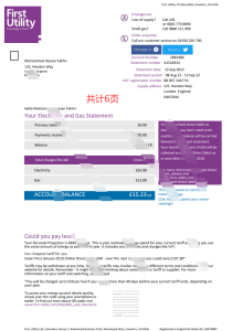 英国伦敦第一公用事业能源公用事业账单模板London First Utility Energy Utlity Bill Template-帮司令