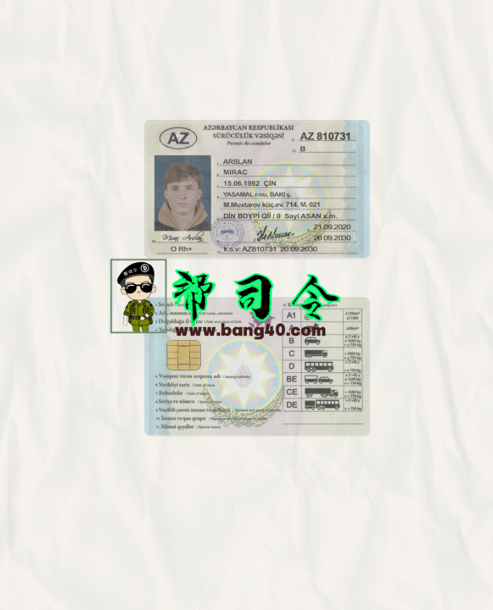 图片[2]-阿塞拜疆驾驶执照 Psd 模板