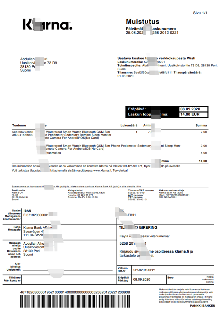 芬兰发票模板 V4Finland Invoice Template V4