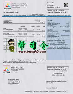 田纳西州 MLGW 公用事业账单可编辑 PSD 模板TENNESSEE MLGW UTILITY BILL EDITABLE PSD TEMPLATE-帮司令