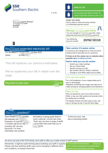 英国上交所能源（南方电力）公用事业账单模板UK SSE Energy (Southern Electric) Utiltiy Bill Template-帮司令