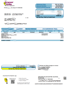 德克萨斯州格雷森-科林公用事业账单模板Texas Grayson-Collin Utility Bill Template-帮司令
