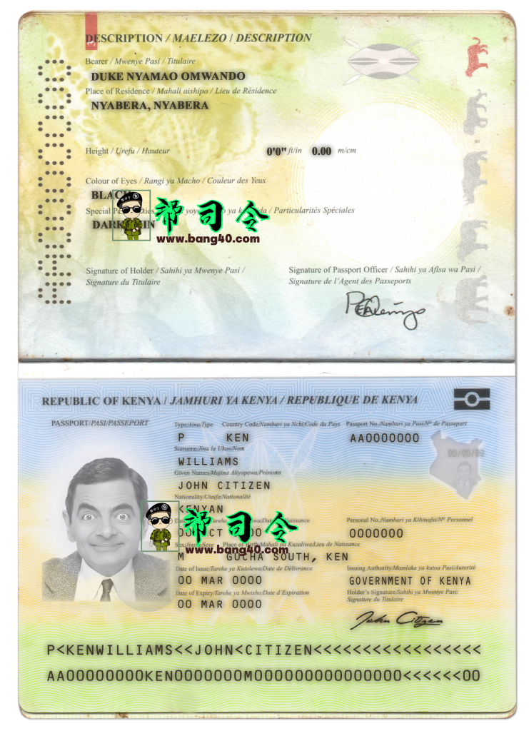 肯尼亚护照 PSD 模板完全可编辑
