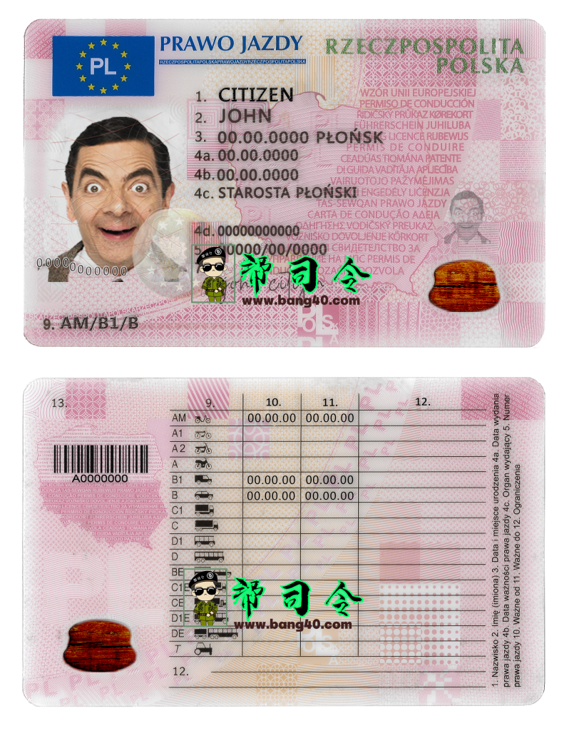 波兰驾驶执照 PSD 模板