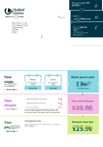 英国联合公用事业公司西北账单PDF模板（共计8页）UK United Utilities For North West Bill Template-帮司令