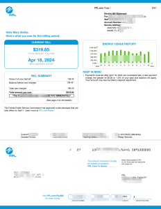 佛罗里达州 FPL 能源公用事业账单模板 V2024Florida FPL Energy Utility Bill Template V2024-帮司令