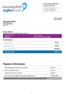 英国安格利亚水务账单 Word 和 PDF 模板UK Anglian Water Utility Bill Word And PDF Template-帮司令