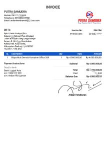 印度尼西亚 Putra Samudra 购物账单 Pdf 模板Indonesia Putra Samudra Shopping Bill Pdf Template-帮司令